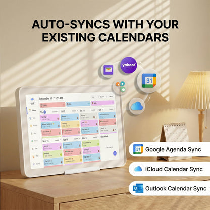 Mezed 21.5 Inch Digital Calendar with 32GB Storage, Touch Screen Family Planner with Weather Display, Reminder, Meal Schedule, Auto-Rotate Photo Frame, Wall Mount Electronic Organizer for Home Office (white, 21.5)