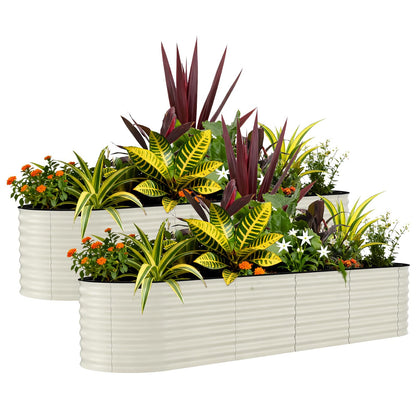 Garvee 2 Pack 8x2x2ft Galvanized Raised Garden Bed Kit, Oval Metal Planter Boxes with Anti-Cut Safety Edges, Rust-Resistant Deep Root Planters for Outdoor Vegetables, Flowers, Herbs, Green