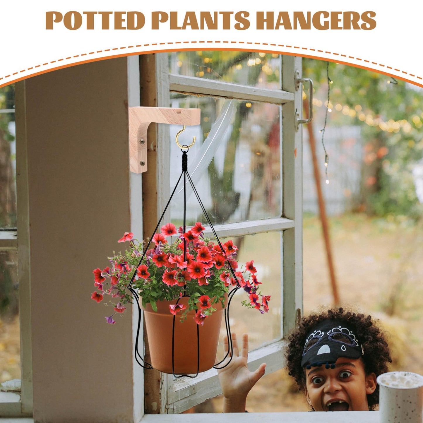 Toddmomy 2pcs Wooden Plant Hooks Heavy-Duty Wall Mount Hanging Brackets for Indoor Outdoor Hanging Plant Hangers Ceiling Hooks for Flower Pots