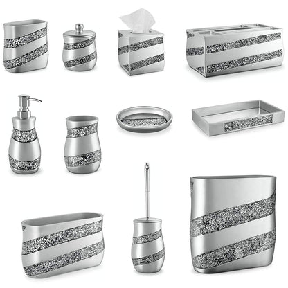 Creative Scents Silver Mosaic Soap Dish - Bathroom Bar Soap Holder - Decorative Dry soap Bar Holder for Shower, Vanity Sink, Bathtub - Durable Resin Designed bar Soap Dish (Silver - Gray)
