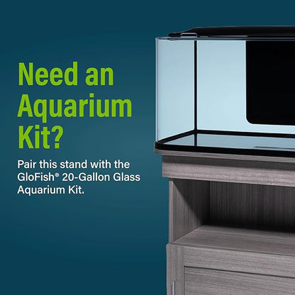 GloFish Aquarium Stand, 20 Gallons, Features Enclosed Storage Area, Display Area, Back Panel Cutout, Modern Farmhouse Look. Fish Tank Sold Separately