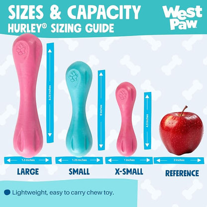 WEST PAW Zogoflex Hurley Dog Bone Chew Toy – Floatable Pet Toys for Aggressive Chewers, Catch, Fetch – Bright-Colored Bones for Dogs – Recyclable, Dishwasher-Safe, Non-Toxic, Large, Geranium