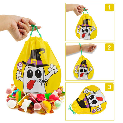 CCINEE 72pcs Halloween Drawstring Goody Bags 12 Styles Halloween Treats Bags for Kids's Trick or Treat Party Favor Supplies
