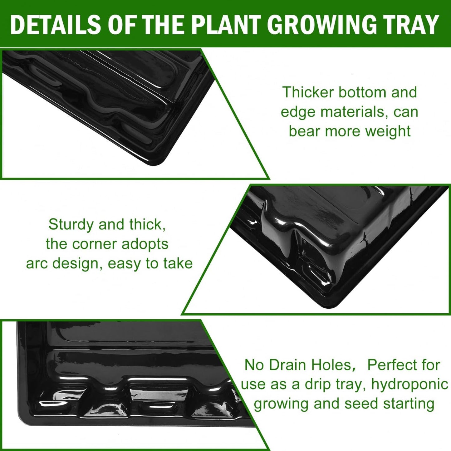 YoleShy 5 Packs Seed Starter Tray with Dome Reusable Plastic Plant Growing Trays with Humidity Domes Thickened Sturdy for Seed Starting Germination Growing Seedling Propagation,14.5"x9"