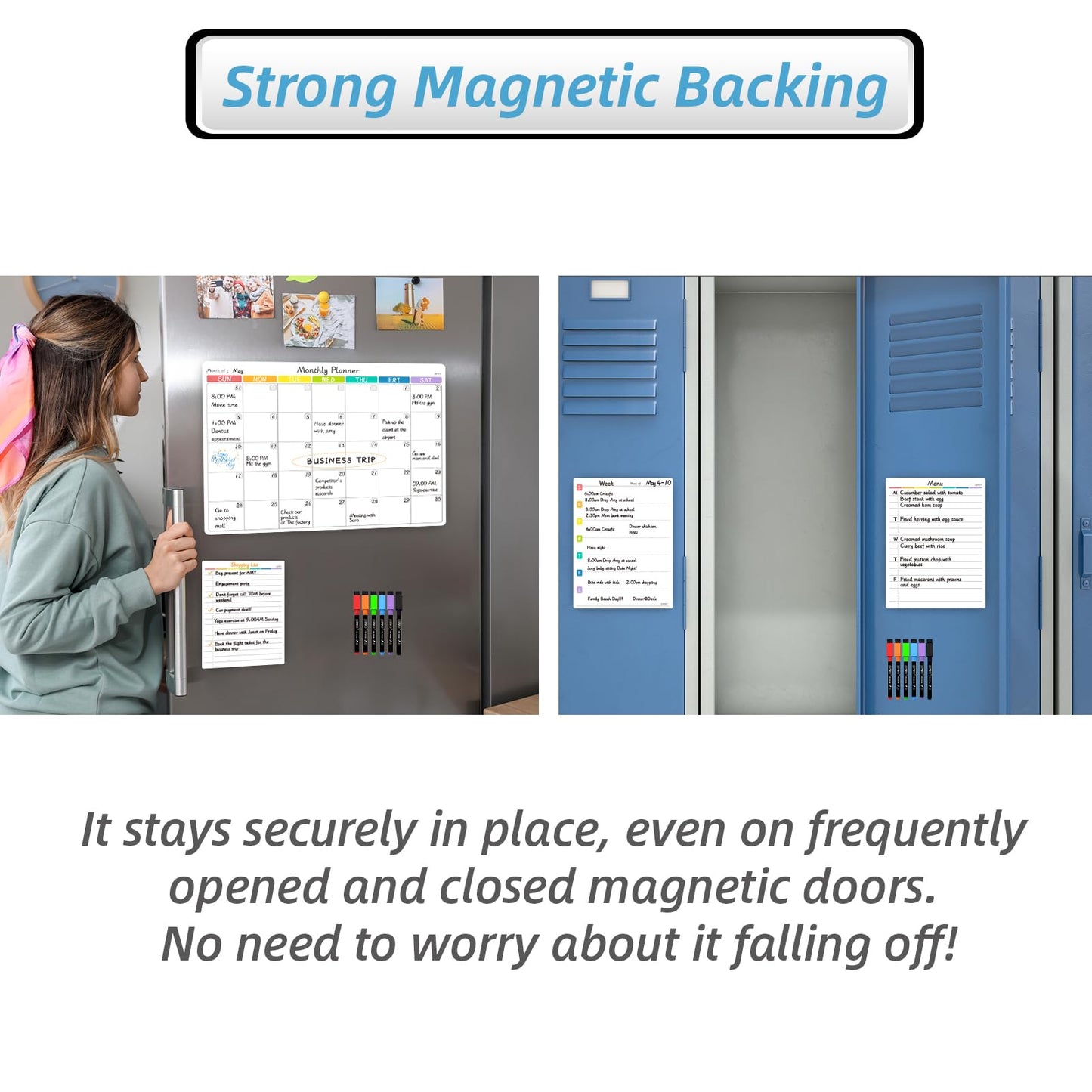 JJPRO Magnetic Monthly Calendar Whiteboard Set for Refrigerator-Monthly Planning Board, Weekly Menu Planner and to Do List for Fridge with 6 Markers-14.5" x11