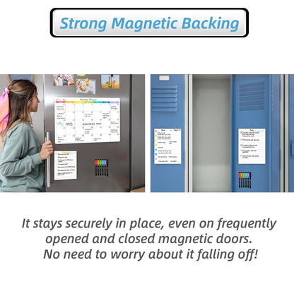 JJPRO Magnetic Monthly Calendar Whiteboard Set for Refrigerator-Monthly Planning Board, Weekly Menu Planner and to Do List for Fridge with 6 Markers-14.5" x11