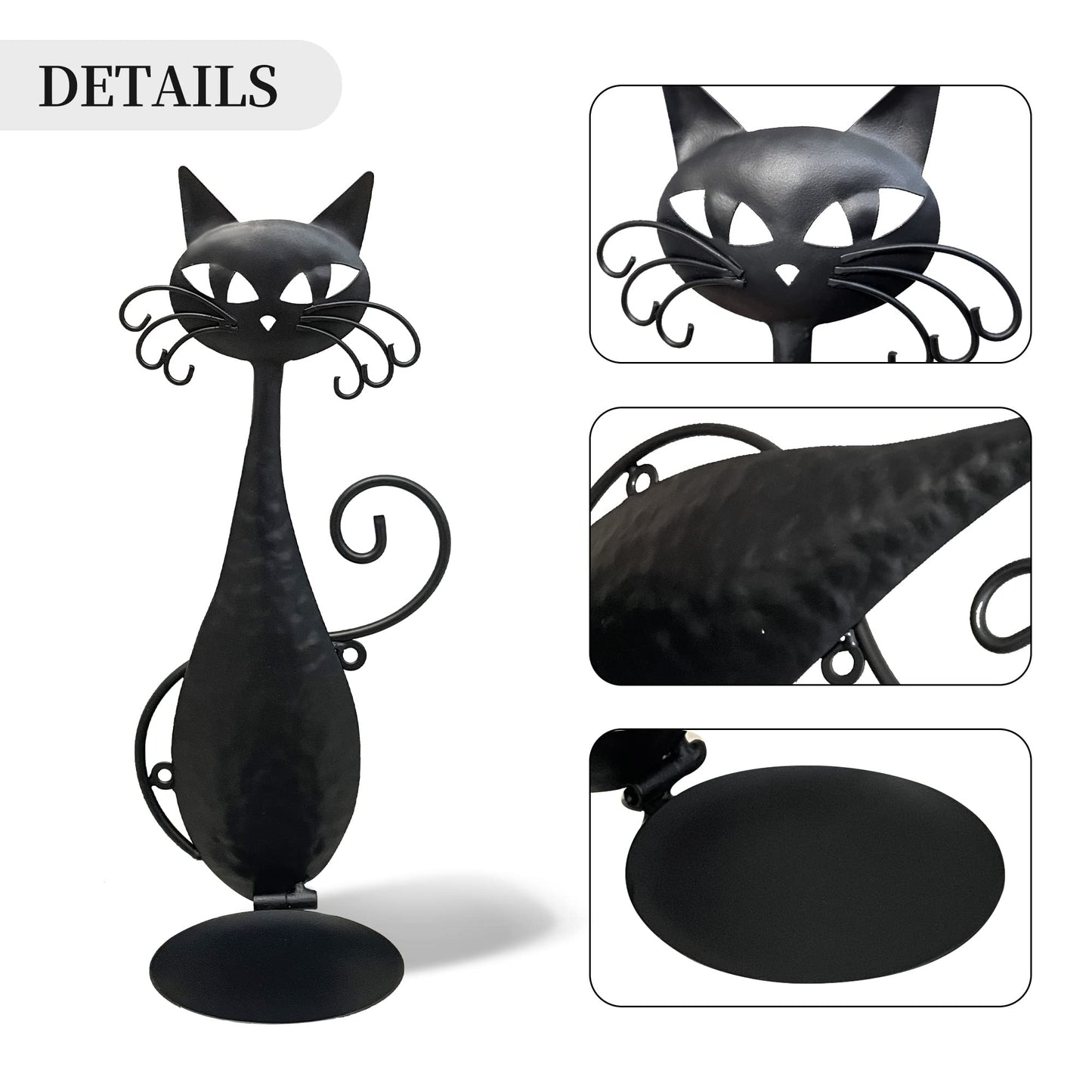 OFILLES Glass Candle Holders for Pillar Candles,Black Metal Cat Wall Sconces Candle Holder