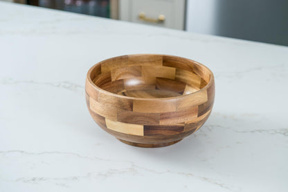 Lipper International Acacia Round Serving Bowl for Pasta, Fruits, Salads, or Popcorn, 8" Diameter x 3.25" Height, Single Bowl