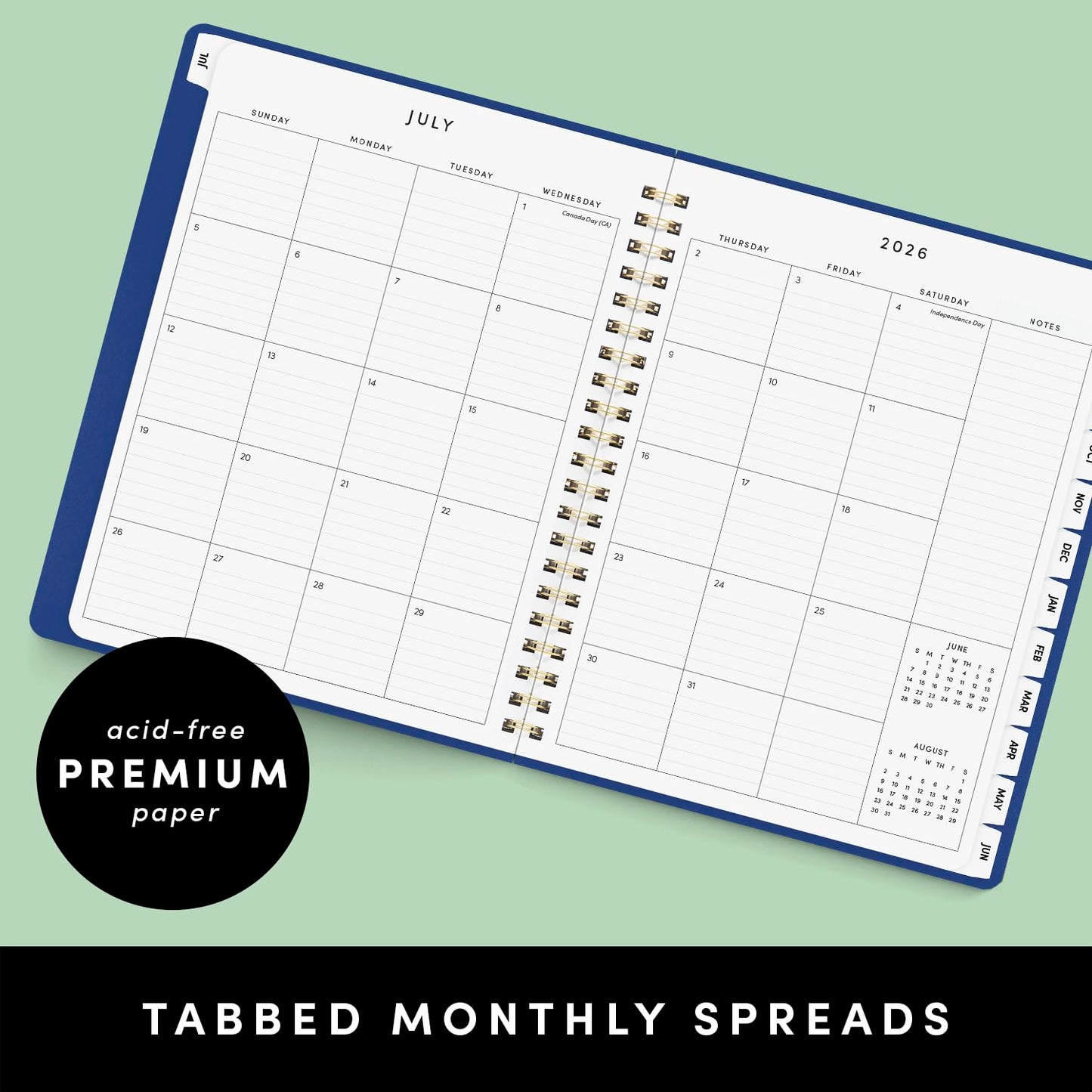 PAPERAGE Academic Planner, Weekly & Monthly Planner & Calendar, 12-Months, July 2026 - June 2027, (9.5" x 11"), School & Student Planning Agenda with Tabs, Bonus Pages & Inner Pocket, Pink