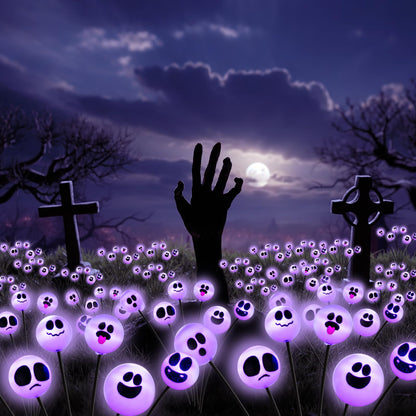 Tuanse 4 Pcs Outdoor Halloween Decorations Waterproof Halloween Solar Lights Scary Ghost Lights for Garden Yard Lawn Pathway (Purple)