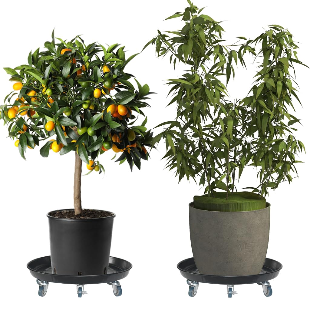 20" Heavy Duty Plant Dolly with Wheels, 380lbs Metal Rolling Plant Stand with Casters, Round Wheeled Planter Caddy Roller Base Carry Potted Tree Flower Pot for Indoor Outdoor Garden, 1 Pack, Black