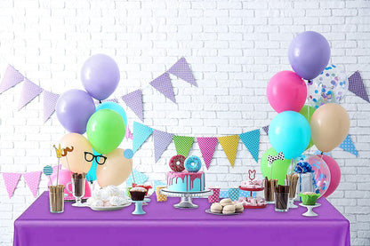 DecorRack 6 Rectangular Tablecloths BPA-Free Plastic, 54 x 108 inch, Dining Table Cloth, Rectangle Table Cover for Parties, Picnic, Camping and Outdoor, Disposable or Reusable, Purple (6 Pack)