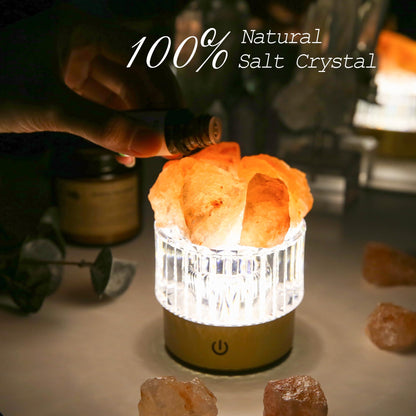 MYDAYS&DESIGN Himalayan Salt Lamp Natural Crystal Lamp, LED Light Dimmer with 3 Levels Cordless, Rocks Lamp Night Light Rechargeable for Room Home Decor Relaxation Ambiance (Orange)