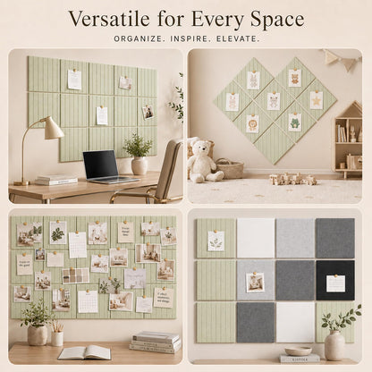 Baysola Stripe Felt Bulletin Board Panels 48 x 36 Inch Self Adhesive Wall Tiles Cork Board Alternative for Office Classroom Photos Notes 12 Pack