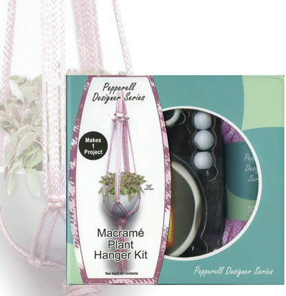 Pepperell Designer Macrame Plant Hanger Kit-Pink