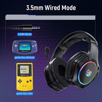 Tatybo Wireless Gaming Headsets for Ps5 Ps4 PC, 2.4GHz USB & Type-C Gaming Headphones, 40H+ Hrs & 7.1 Surround Sound with Noise Canceling Microphone for Switch Phone