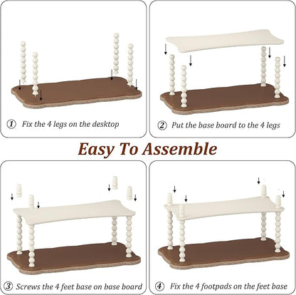 Function Home Farmhouse Coffee Table, 2-Tier Center Table with Storage Shelf, 39.8" French Country Rectangle Accent Table with Natural Tray Top and Spindle Legs for Living Room Balcony, Antique White