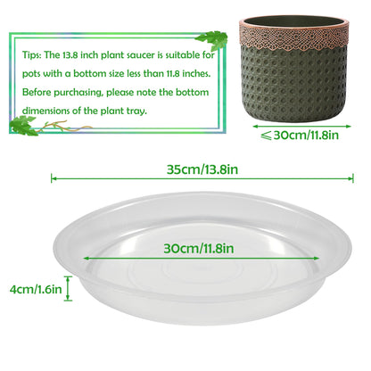 TNTIWQ 4 Pack 14 Inch Round Plant Saucers for Less 12 Inch Pot Indoors Outdoors Plant Trays for Pots Planter Saucer Plastic Drip Tray Planter Water Tray (Clear, 13.8"(4pcs))