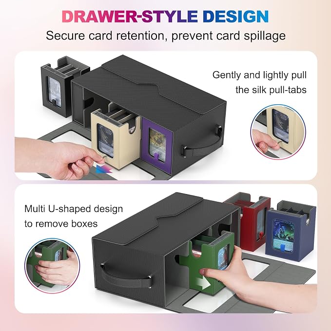 UAONO MTG Deck Box, 6-Deck Modular Commander Deck Box with Extra Dice Set | Hold 600+ Double-sleeved Cards, Modular Deck Box with 35PT Magnetic Card Holder for Magic the Gathering Multicolor Limited