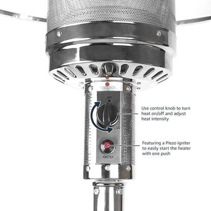 Amazon Basics 46,000 BTU Outdoor Propane Patio Heater with Wheels, Commercial & Residential, Havana Bronze, with Water Tank, 32.1 x 32.1 x 91.3 inches (LxWxH)