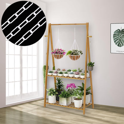 Omytie 12 Ft Heavy Duty Hanging Chain Kit with Connection Locks & Swag Ceiling Hooks for Lighting Fixture, Chandelier, Pendant, Lantern, Swag Lamp, Plant/Flower/Fruit Basket, Bird Feeder (White)
