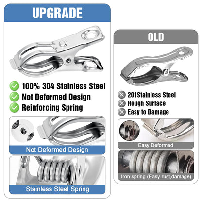 Upgraded 200 PCS Garden Clips, Greenhouse Clamps 100% Stainless Steel Heavy Duty Greenhuose Clips for Netting - Strong Grip to Hold Down Shade Cloth or Plant Cover on Garden Greenhouse Hoops