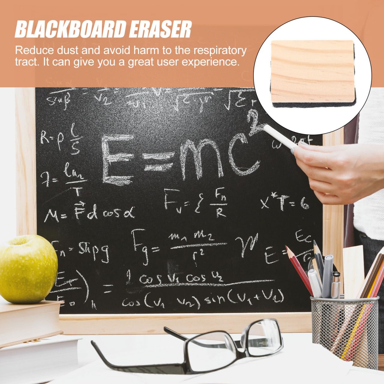Tofficu Mini Wooden Dry Erase Erasers for Whiteboard and Chalkboard Classroom Office Use Lightweight Felt Board Wipes Set