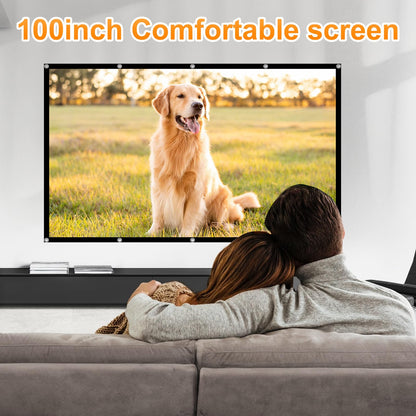 Projector Screen, Outdoor Projector Screen, Washable & Foldable - Ideal for Indoor/Outdoor Home Theater, Camping, Office, 16:9 Aspect Ratio, 4K HD, Projector for Movies On Wall