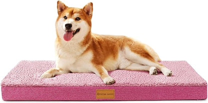 Patas Lague Orthopedic Dog Bed Large Sized Dog 36''X24'',Soft Waterproof Egg Crate Foam Medium Pet Crate Beds Mat with Removable Washable Cover and Non-Slip Bottom, Pink