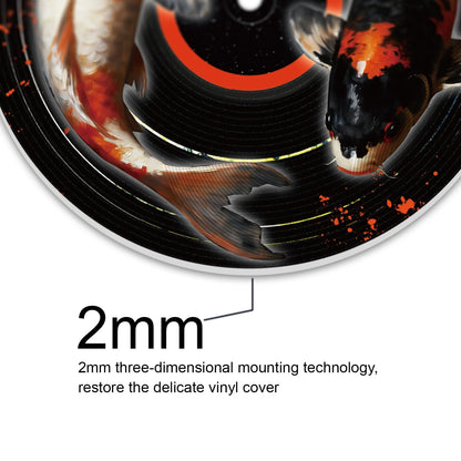 DOODLREAM 4PCS Koi Fish Vinyl Record Wall Decor 12" Hippy Koi Wall Art Posters for Room Aesthetic, Retro Record Decor for Music Party Studio Living Room DIY Craft Project