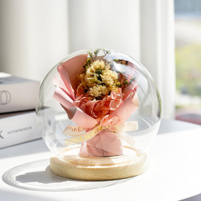 ZEERSHEE Round Globe Cloche Glass Dome with Wooden Base, 6" Glass Display Dome for Succulents, Plants & Keepsakes, Decorative Sphere Cloche Bell Jar for Collectibles & Home Decor