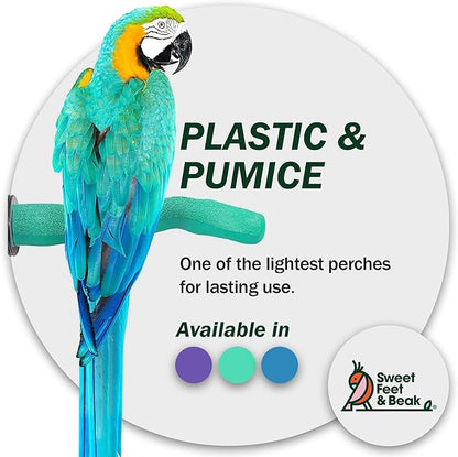 Sweet Feet & Beak Safety Pumice Bird Perch, Medium 1-1/4" X 12", Lightweight Grinding Bird Perches for Cage - Bird Nail Trimming Perch for Healthy Beak & Feet - Multi-Size & Color Parrot Stand- Purple