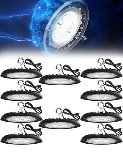 Barrina UFO LED High Bay Light 150W 21000LM IP65 Waterproof 5000K 10 Packs Daylight White Model BA-UFOD02-150W-6KV-50