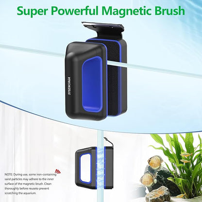 Aquarium Magnet Glass Cleaner, Double-Sided Detachable & Floating Algae Scraper for 0.2-0.6 Inch Fish Tank Glass Cleaning, No Scratches (M)