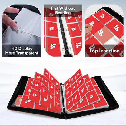 Card Binder 9 Pocket, Trading Card Binder with Clear Window Design, 720 Double Sided Pocket PU Collection Binder, Card Albums for MTG, TCG, and Sports Cards(Red)