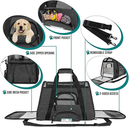 PetAmi Premium Airline Approved Soft-Sided Dog and CAT Travel Carrier, Charcoal, Small