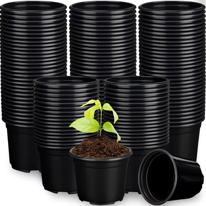 Eaasty Flexible Plant Nursery Pots Thickened Plastic Seedling Pots Soft Plastic Flower Pots Seed Starting Plant Containers with Drainage Hole for Cuttings Transplanting Planter (150 Pcs, 5 Inch)
