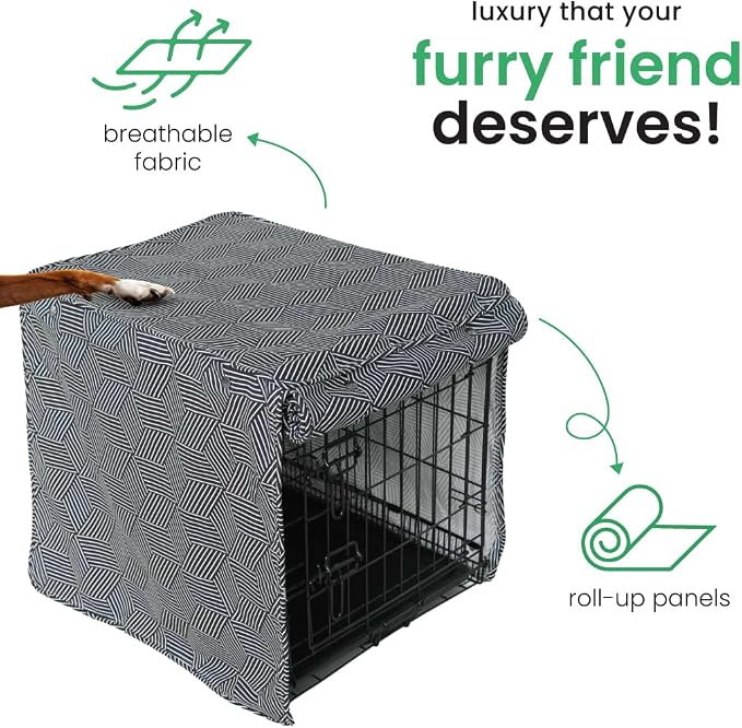 Molly Mutt Rough Gem Dog Crate Cover, 100% Cotton Canvas Cover with 2 Roll-Up Panels, Ideal for Dog or Cat Crate, Durable, Washable, and Free of Harmful Chemicals, 36" x 24" x 27"