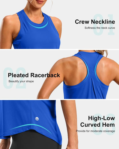 G Gradual Women's Workout Tank Tops Racerback Athletic Yoga Tops Loose Fit Sleeveless Running Gym Sports Shirts for Women(Royal Blue,M)