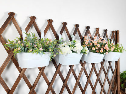 Joyfernal 10" Hanging Flower Pots, Pack of 2 White Metal Outdoor Patio Balcony Planter, Railing Planters Fence Pot with Detachable Hook & Drainage Hole for Small Plants (White, 2Pcs)