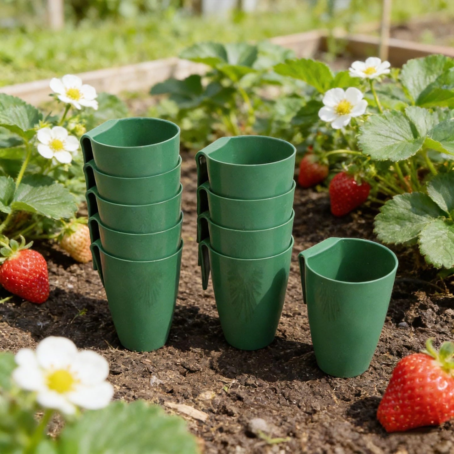 Strawberry Plant Propagation Kit with 10 Hanging Cups and 20 Rooting Forks for Indoor or Outdoor Transplanting, Space-Saving Greenhouse Gardening Tool for Home, Balcony, or Yard(Large)