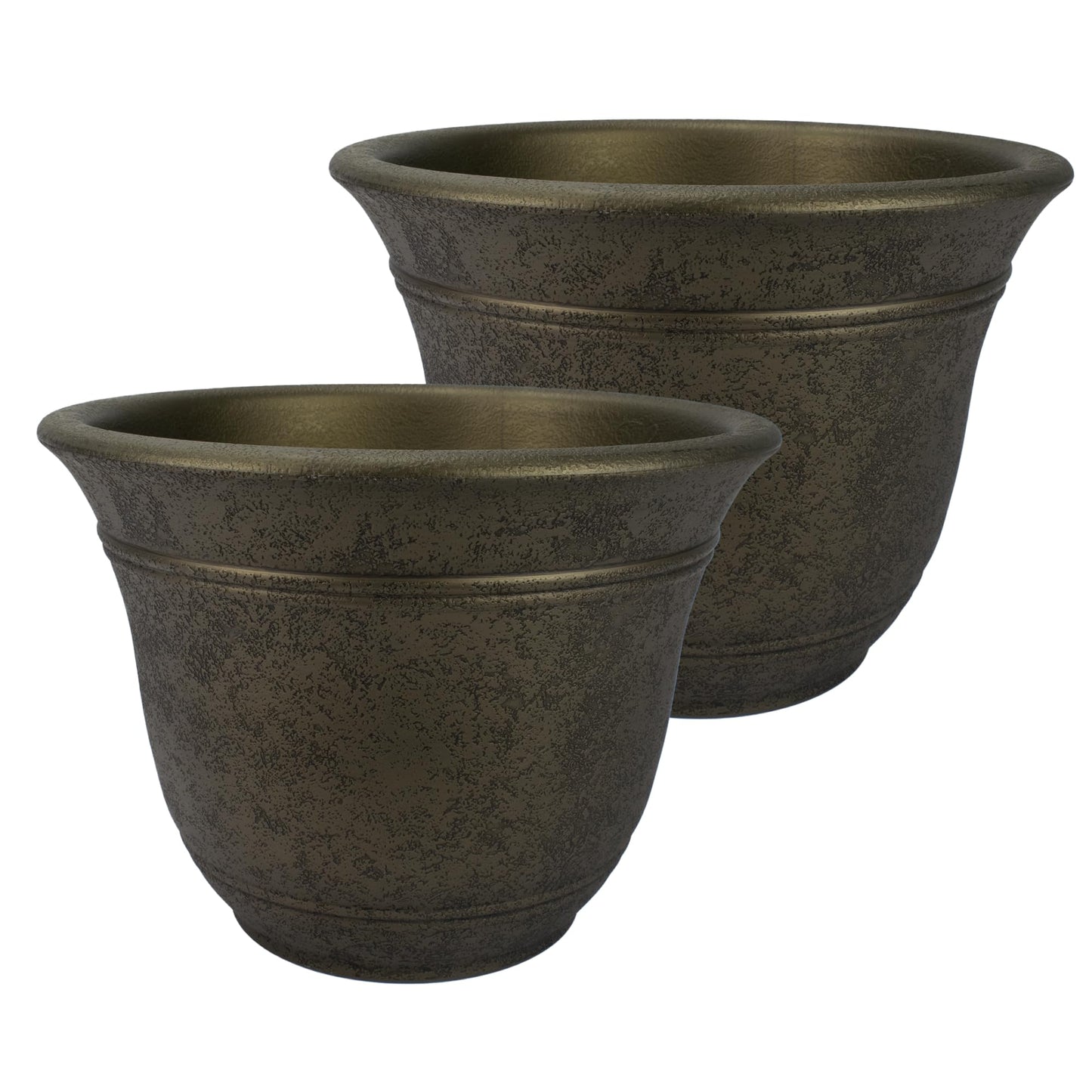 The HC Companies Sierra Round Self-Watering Pot - Lightweight Plastic Planter for Herbs & More - Durable Plant Pots for Indoor Plants & Outdoor Plants (7.5” Celtic Bronze, Pack of 2)