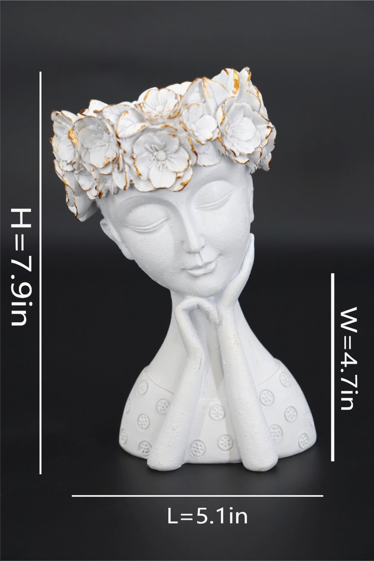 ARTRHYT Face Planter Pots Head Planter, Cute Resin Succulent Planters, Unique Face Flower Head Planter for Indoor Outdoor Plants with Drainage Hole Gift for Female Plants Lovers