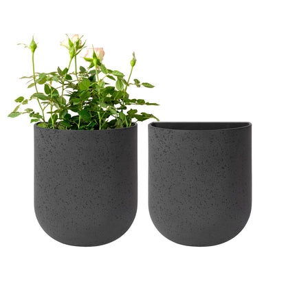 LA Jolie Muse Wall Hanging Planters for Indoor Plants，Hanging Flower Pots for Air Plants Succulent, Set of 2, 5.7L*4.1W*6.5H, Concrete Gray