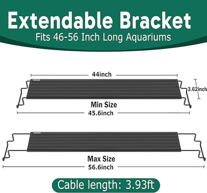 24/7 LED Aquarium Light for 46-56 Inch Plant & Fish Tank IP68, 12-Color & Gradient & Full Spectrum with Sunrise-Daylight-Moonlight, Auto On/Off, Brightness, Extendable Brackets for Freshwater