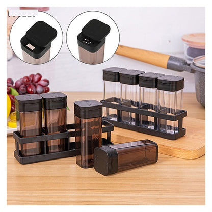 Four-Grid Barbecue Spice Bottle Household Set, Salt Pepper Jar Sealed Seasoning Container Kitchen Organizer(Transparent)