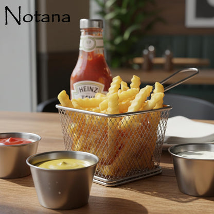 Notana Smooth Stainless Steel Round Cup - 2.5 oz Metal Sauce Cup Set - Stainless Steel Ramekin for Kitchen Use, Restaurant Stainless Sauce and Dipping Cup 12 Pack