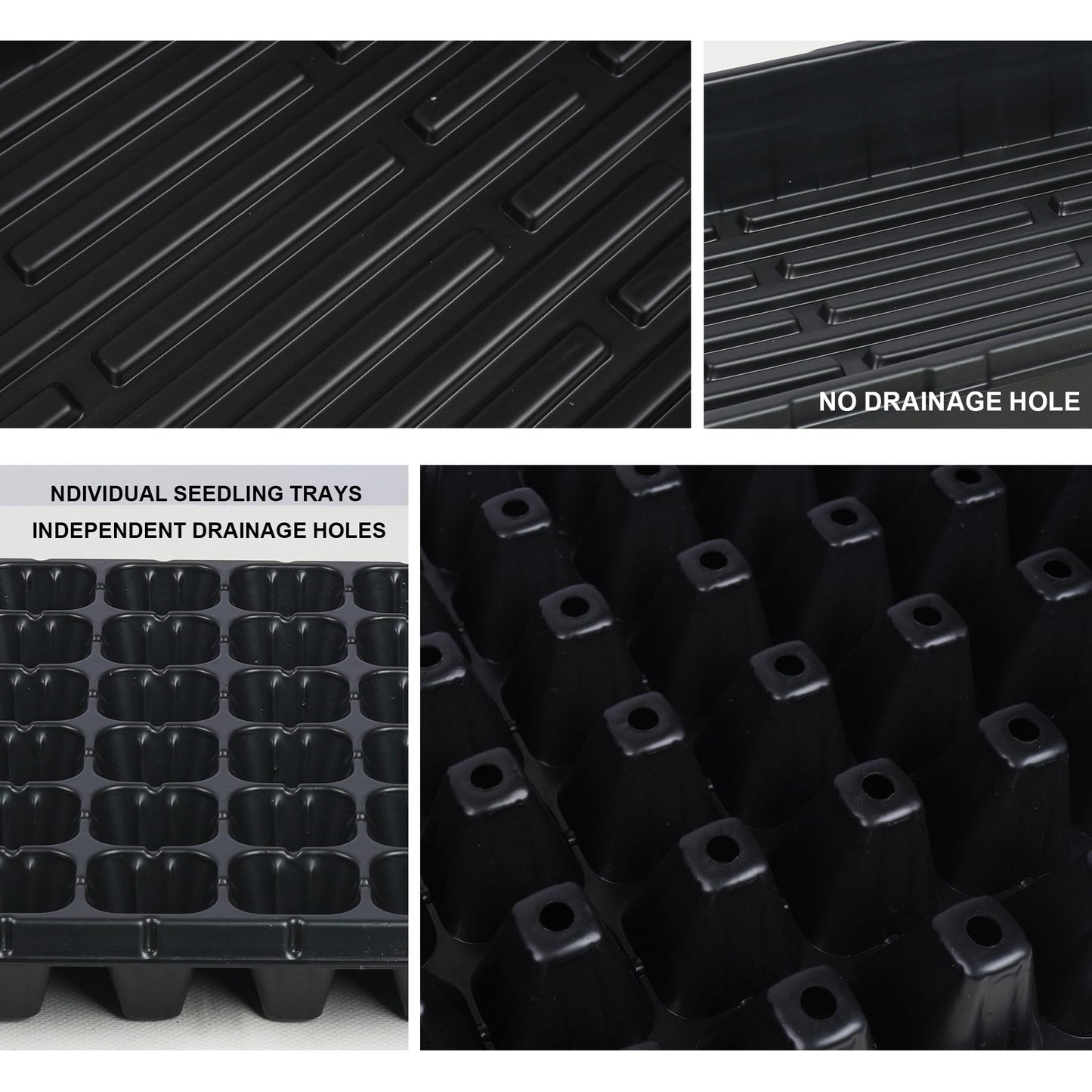 Hourleey 20 Pack Trays Include 10 Pack 1020 Seed Starter Trays and 10 Pack 72 Cell Plug Trays, Thick Durable Plastic Plant Nursery Tray, Propagation Tray for Seedlings Microgreens Fodder Plant