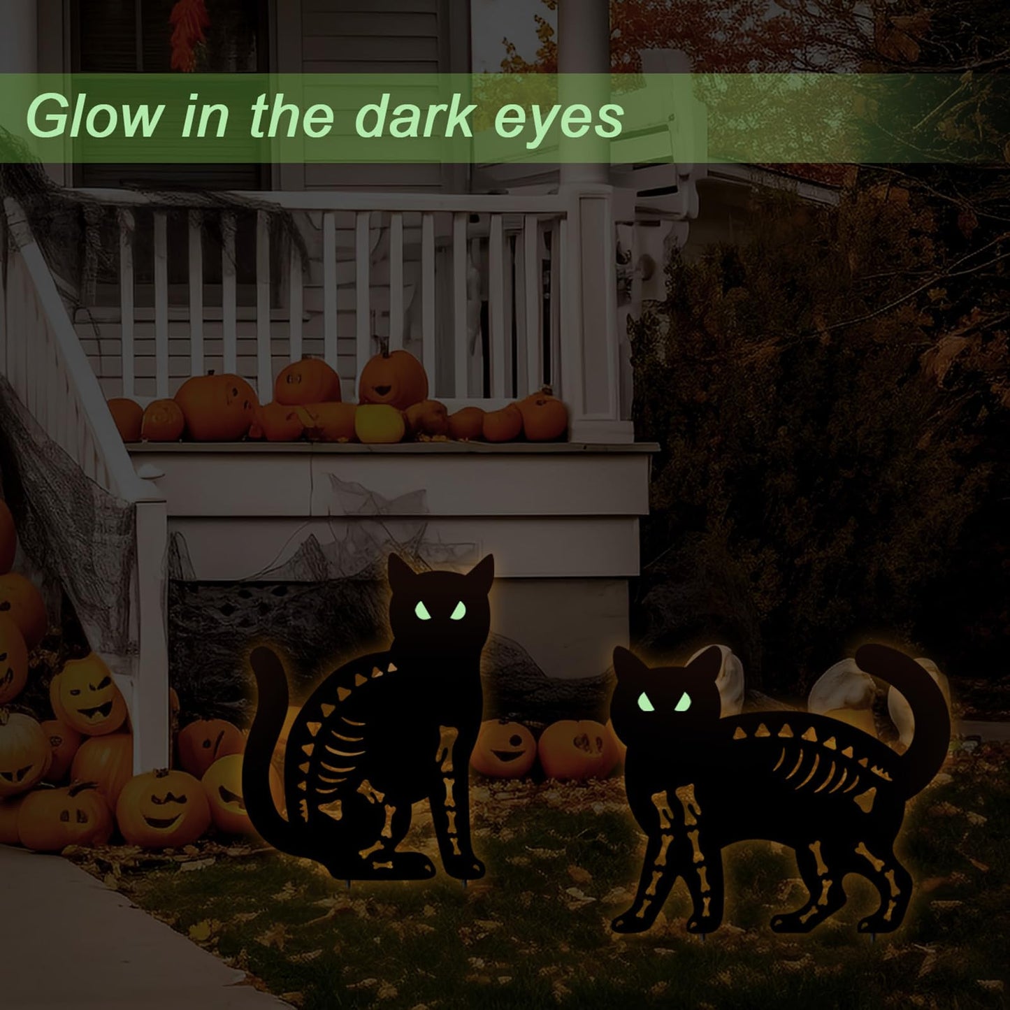 YY Gardenia Halloween Decorations Outdoor,2 Pack Spooky Metal Black Cat Garden Stake,Outdoor Halloween Decorations