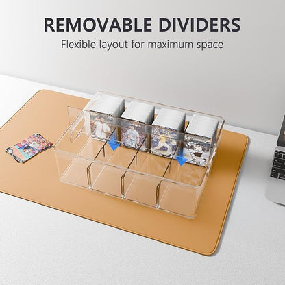 Trading Card Storage Box – Clear Large Card Organizer Holds 6400 Cards with Foam Inserts Blocks – Display Case for TCG, MTG & Sports Cards(2-Pack)